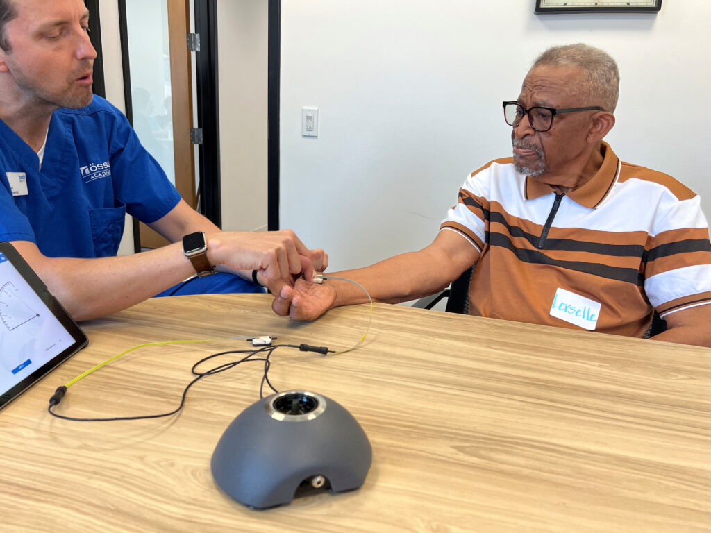 Ossur Tech IDs wire connex to Ls partial hand